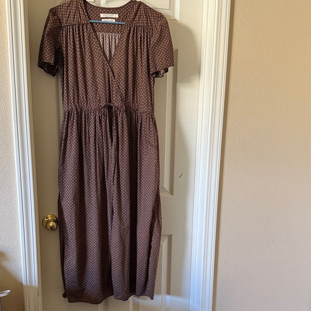 Christy Dawn Brown Midi Dress with Pattern